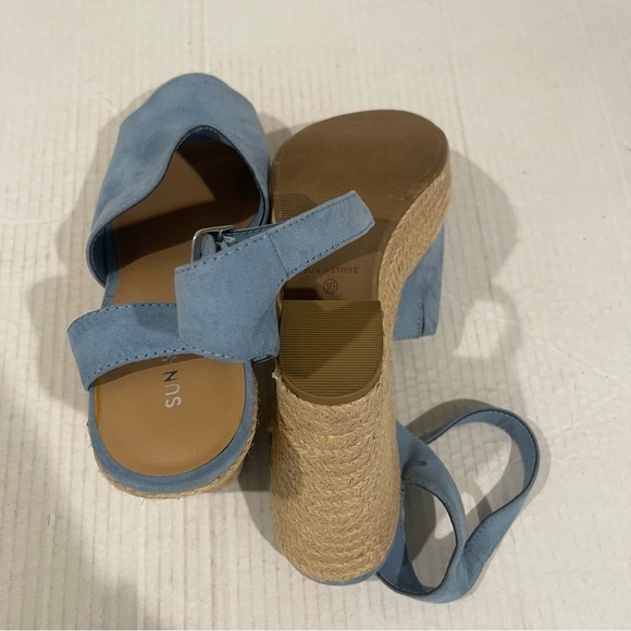 Women’s Sun + Stone Blue Fey Buckle Block Heel Platform Sandals Size 10 US! - Picture 7 of 8